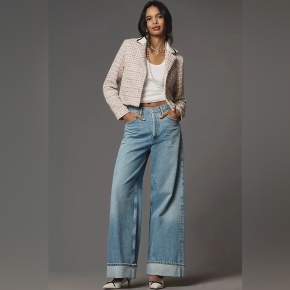 NWT! AGOLDE Dame High Rise Wide Leg Jeans Showdown Cuffed Women’s Size 26 ☮️ - Picture 1 of 8